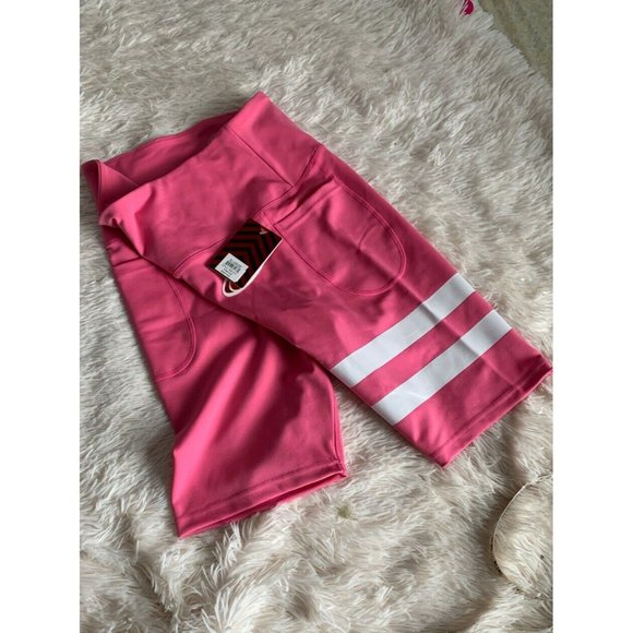 Women Pockets Biker Shorts Size L TKO High Waist Tummy Control Pink - Picture 2 of 12